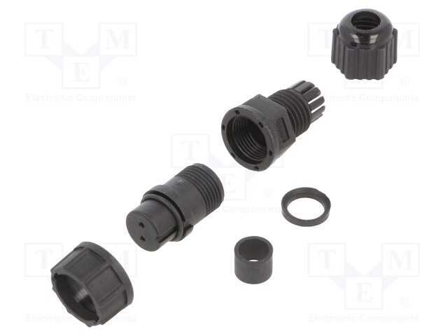 Conector: Redondos, Ficha, Tamanho B, Fêmea, Pin: 2, 5a, Ip67, Solda