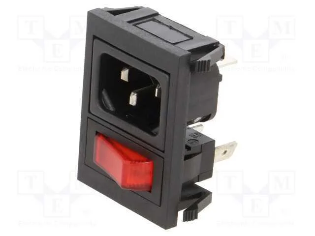 Conector: de alimentação, tomada, macho, 10A, 250.