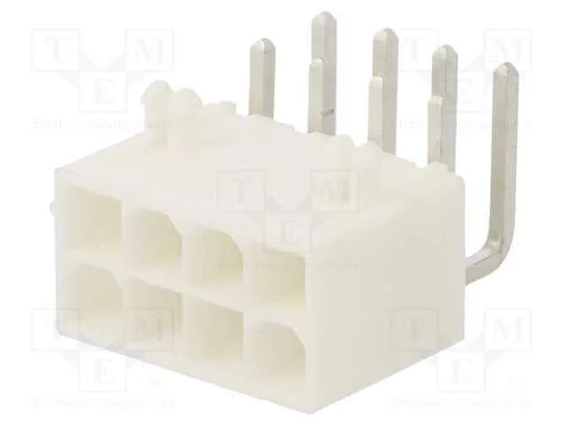 Tomada, Fio-Placa, Macho, Mini-Fit Jr, 4,2mm, Pin: 8, Tht, 13a