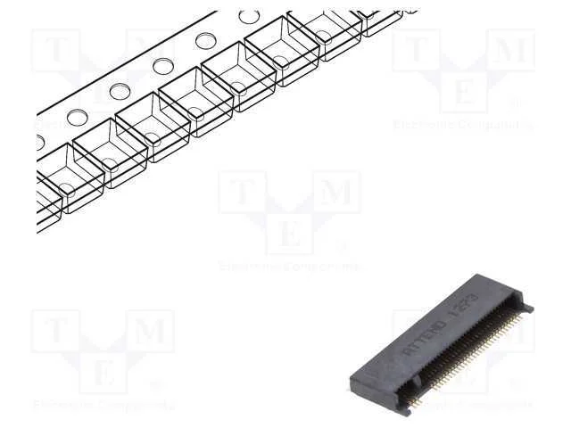 Conector: M.2 (Ngff), Horizontais, Smt, Gold Flash, Pin: 67, 0,5a