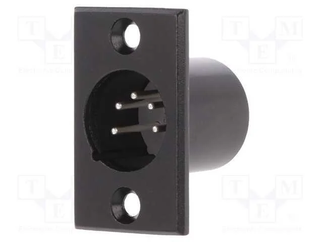 Tomada, Xlr, Macho, Pin: 5, para Painel,Roscado, Solda, Preta, Metal