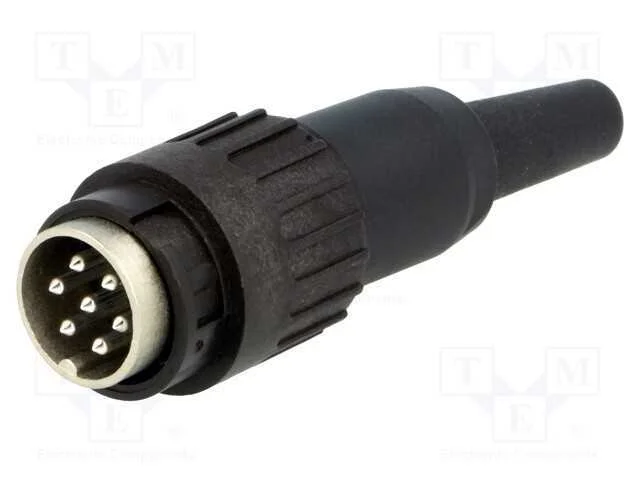 Ficha, Din, Macho, Pin: 7, Sistema: 360, Simples, com Cabo, Solda
