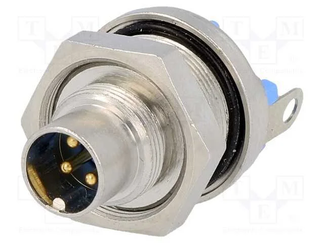 Conector: M9, Tomada, Macho, Cobertura: Dourado, Unom: 60v, Ip65