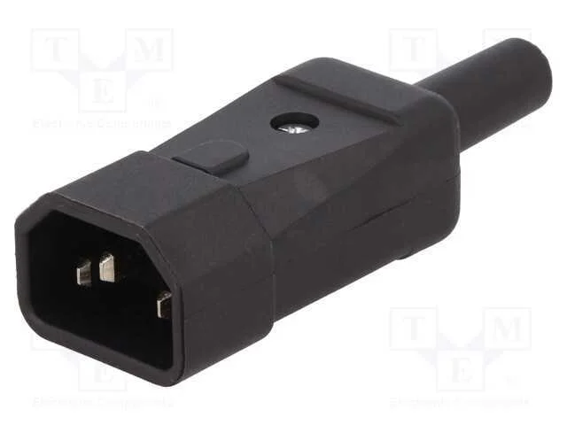 Conector: de alimentação, ficha, macho, 10A, IEC .