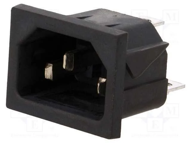 Conector: de alimentação, tomada, macho, 10A, 250.