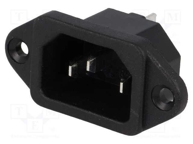 Conector: de alimentação, tomada, macho, 10A, 250.
