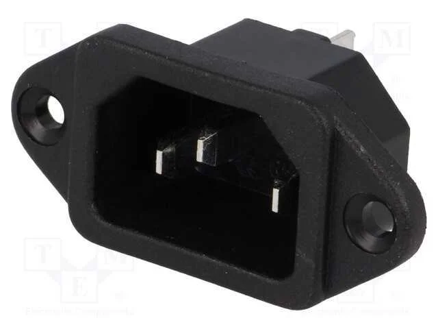 Conector: de alimentação, tomada, macho, 10A, 250.