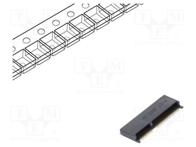 Conector: M.2 (Ngff), Horizontais, Smt, Gold Flash, Pin: 67, 0,5a