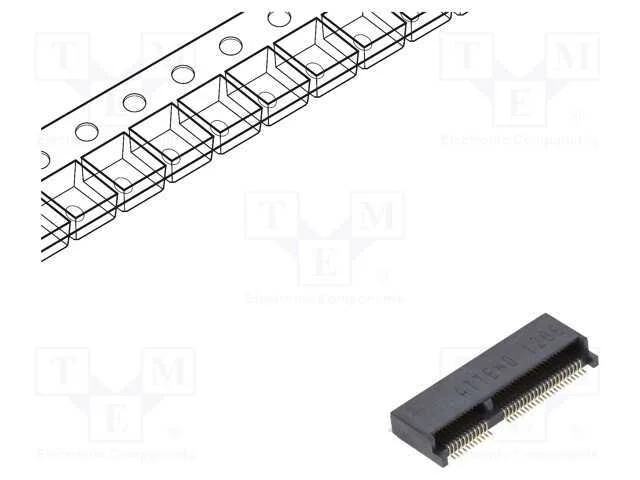 Conector: M.2 (Ngff), Horizontais, Smt, Gold Flash, Pin: 67, 0,5a