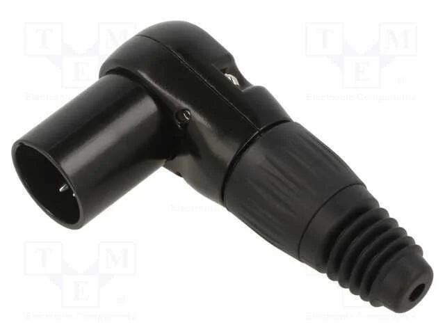 Ficha, Xlr, Macho, Pin: 4, Angulares 90, com Cabo, Solda, Preta
