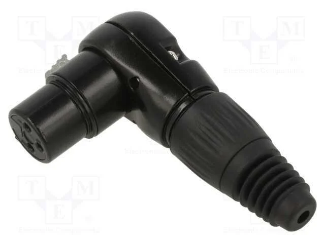 Ficha, Xlr, Fêmea, Pin: 3, Angulares 90, com Cabo, Solda, Preta