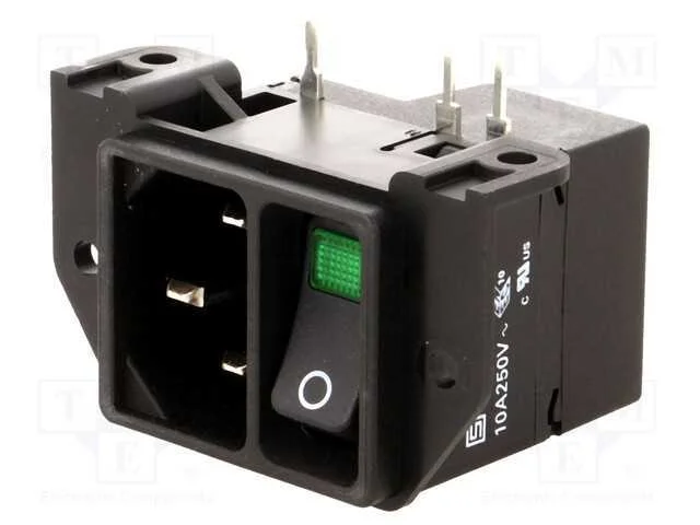 Conector: de alimentação, tomada, macho, 10A, IEC.
