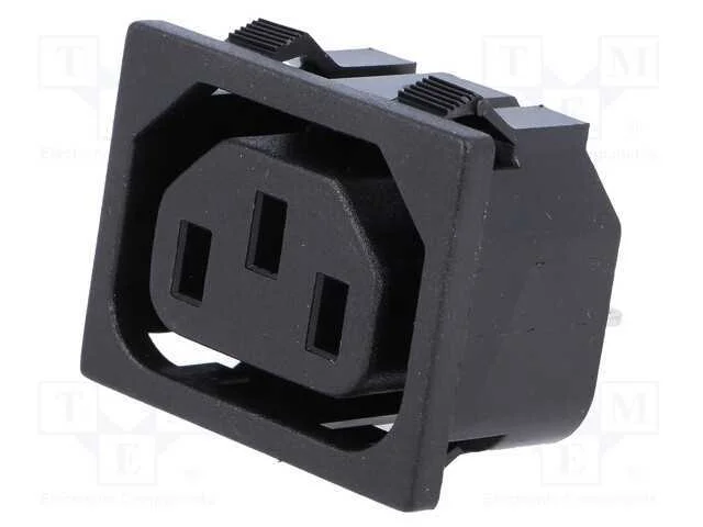 Conector: de alimentação, tomada, fêmea, 10A, IEC.