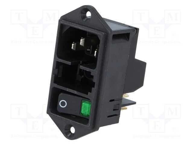 Conector: de alimentação, tomada, macho, 10A, 250.