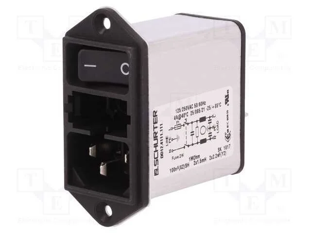 Conector: de alimentação, tomada, macho, 4A, 250V.