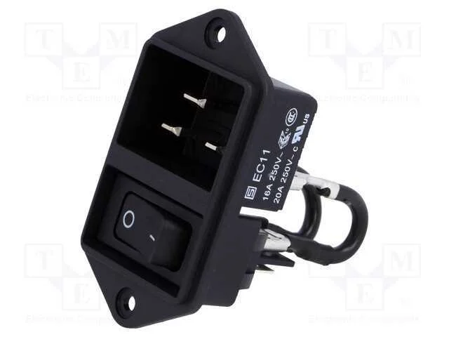 Conector: de alimentação, tomada, macho, 16A, 250.