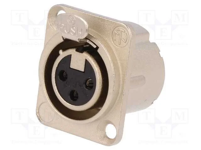 Tomada, Xlr, Fêmea, Pin: 3, Colarinho (2 Aberturas),Para Painel