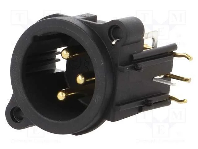 Tomada, Xlr, Macho, Pin: 3, Angulares 90, Tht, Preta, 6a