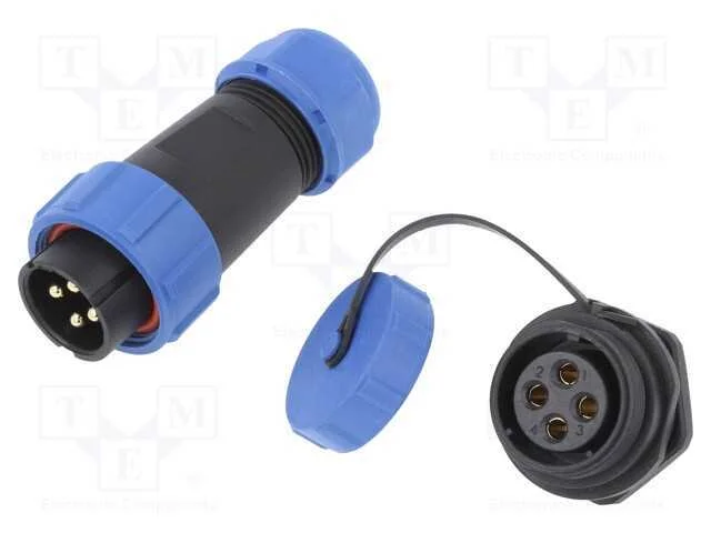 Conector: Redondos, Macho + Fêmea, Pin: 4, 3a, Ip67, 500v, Solda
