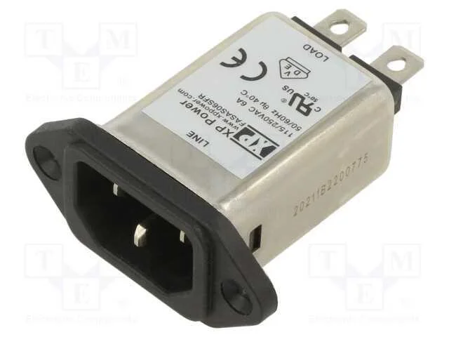 Conector: de alimentação, tomada, macho, 6A, 250V.