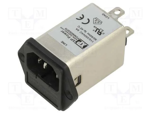 Conector: de alimentação, tomada, macho, 6A, 250V.