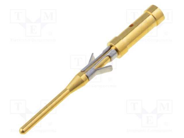 Contacto, macho, latão, dourado, 26AWG÷22AWG, cer.