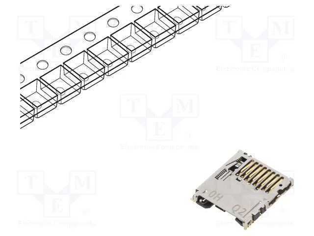 Conector: para Cartões, Microsd, Bottom Board Mount,Push-Push