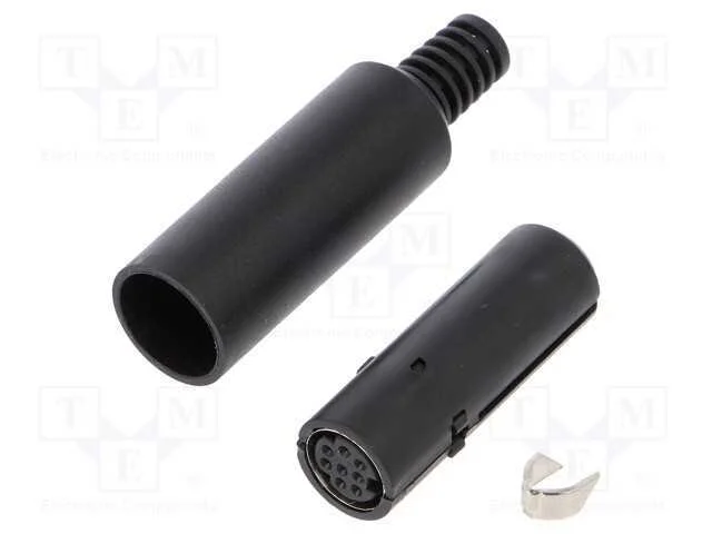 Ficha, Din Mini, Fêmea, Pin: 8, com o Anel Protetor, Solda, Simples
