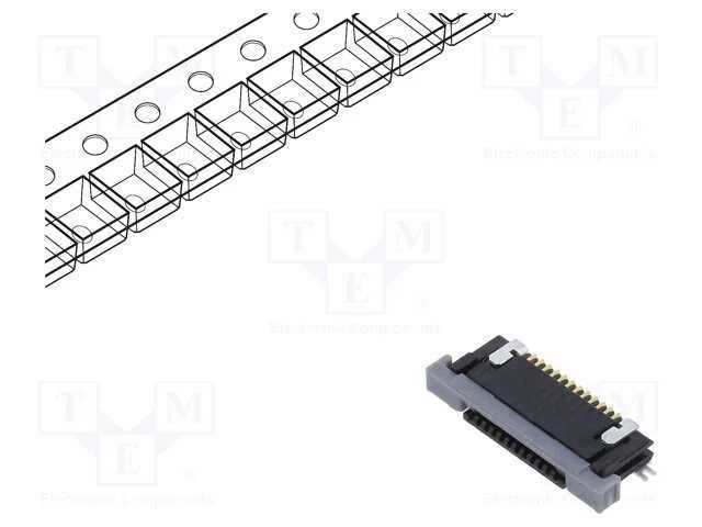 Conector: FFC/FPC, horizontais, PIN: 12, contacto.