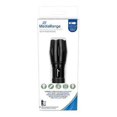 Mediarange LED Taschenlampe Mit Powerbank 1800mah Akku, Sw