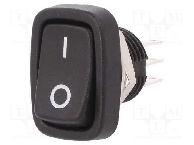 ROCKER, DPDT, Pos: 2, ON-ON, 3A/250VAC, preto, nã.