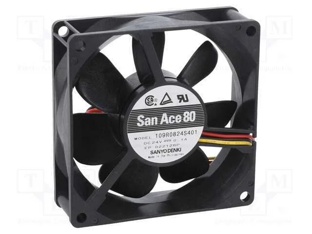 Ventilador: DC, transversal, 24VDC, 80x80x25mm, 7.