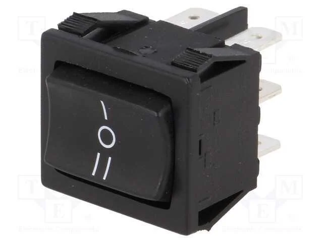 ROCKER, DP3T, Pos: 3, ON-OFF-ON, 10A/250VAC, 10A/.
