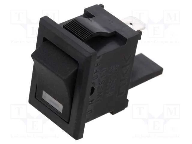 ROCKER, SPST, Pos: 2, ON-OFF, 10A/125VAC, preto, .