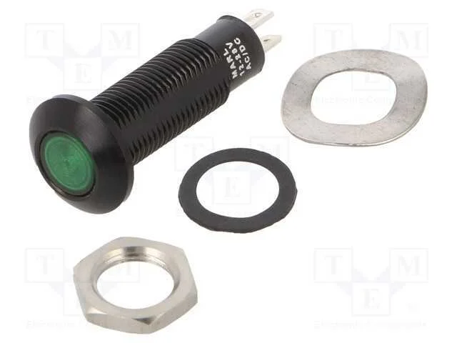 Luz indicadora: LED, plana, verde, 12÷28VDC, 12÷2.