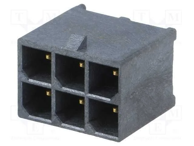 Tomada, Fio-Placa, Macho, Mega-Fit, 5,7mm, Pin: 6, Ul94v-0, 23a, Tht