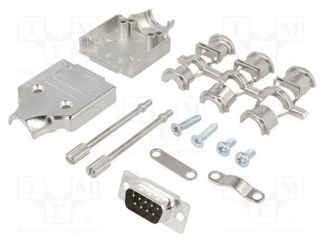 D-Sub, Pin: 9, Ficha, Macho, Simples, Solda, com Cabo, Preta