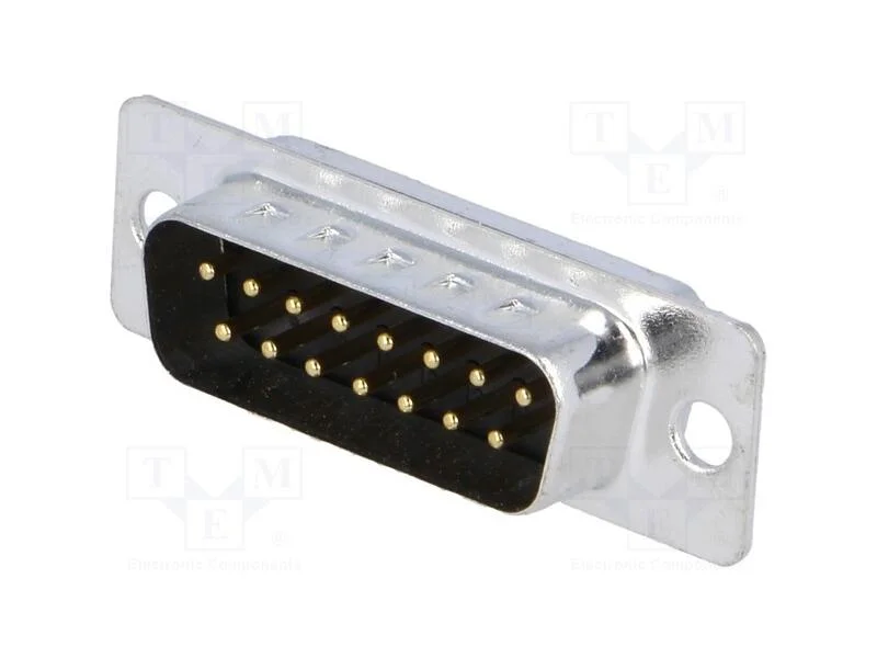 D-Sub, Pin: 15, Ficha, Macho, com Cabo, Solda, Cobertura: Dourado