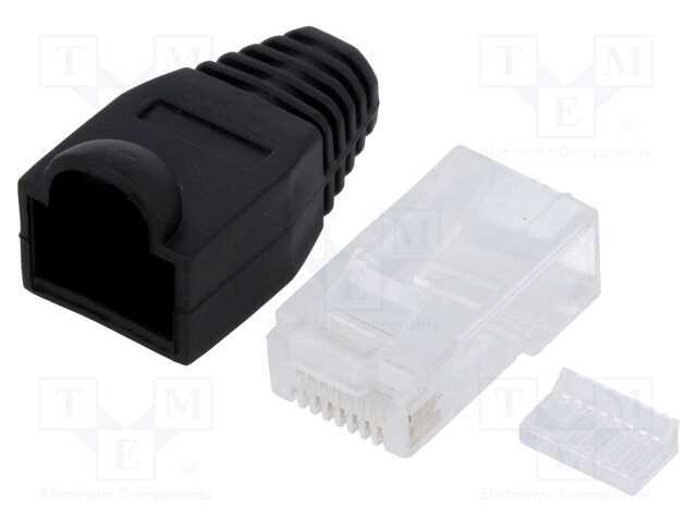 Ficha, RJ45, PIN: 8, Cat: 6, não blindados,com pr.