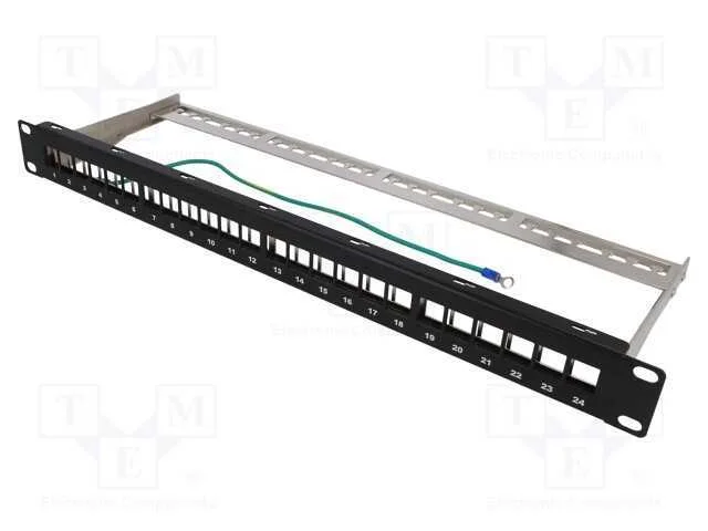 Patch Panel, Painel Patch, Keystone, Preta, Número de Portos: 24