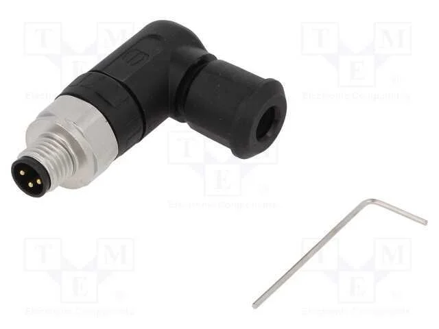 Conector: M8, Macho, Pin: 3, Angulares 90, com Cabo, Ficha, 4a, Ip67
