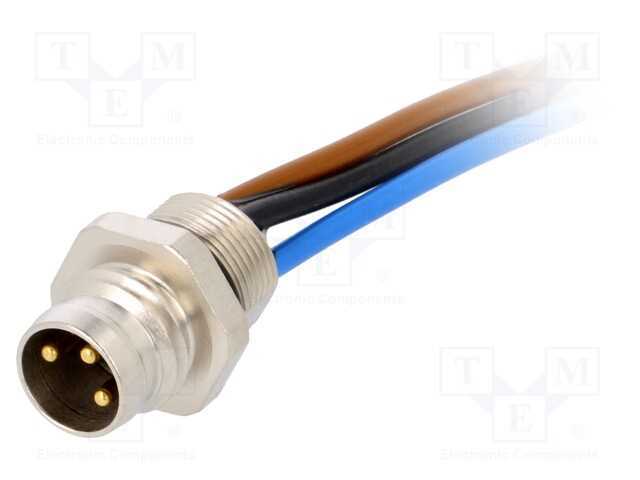 Conector: M8, 0,2m, macho, PIN: 3, para painel,ro.