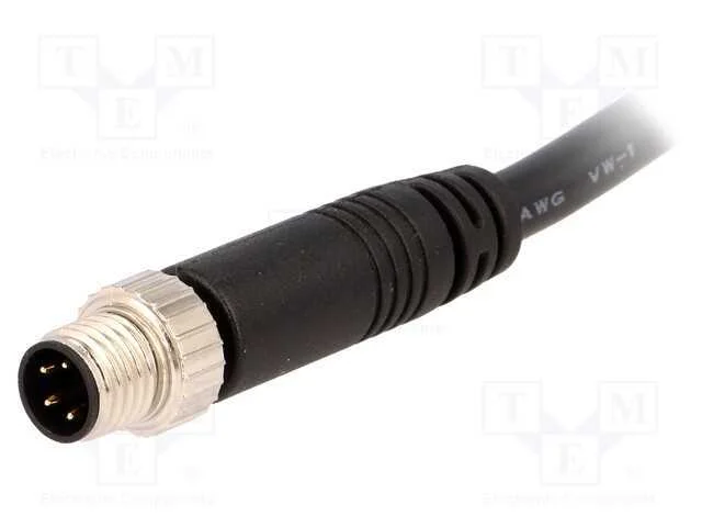 Conector: M8, 1m, Macho, Pin: 4, Simples, Ficha, 3a, Ip67, 30v