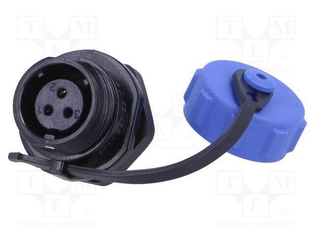 Tomada, SP11, fêmea, PIN: 3, com a tapa protector.