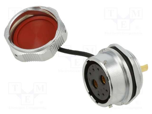 Tomada, WY28, fêmea, PIN: 8, IP67, 25A, solda, 50.