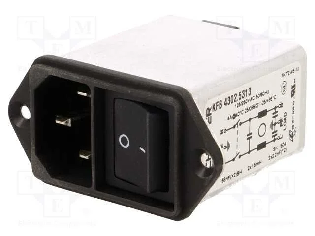 Conector: de alimentação, tomada, macho, 4A, 250V.