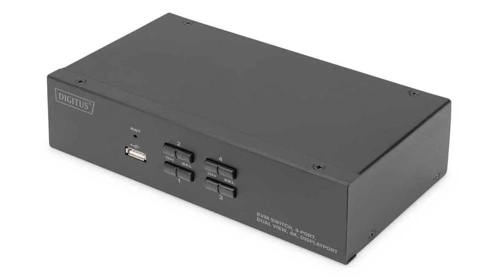 Digitus Kvm Switch, 4-Port, Dual Display, 4k, Displayport