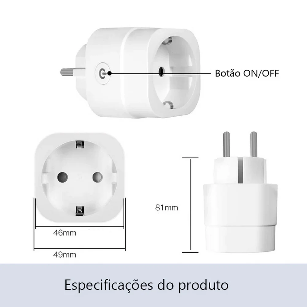 Tomada On/Off ZigBee 16A com leitor de consumo