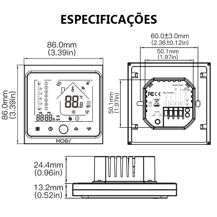 Termostato Controlador Zigbee para Bomba de Calor