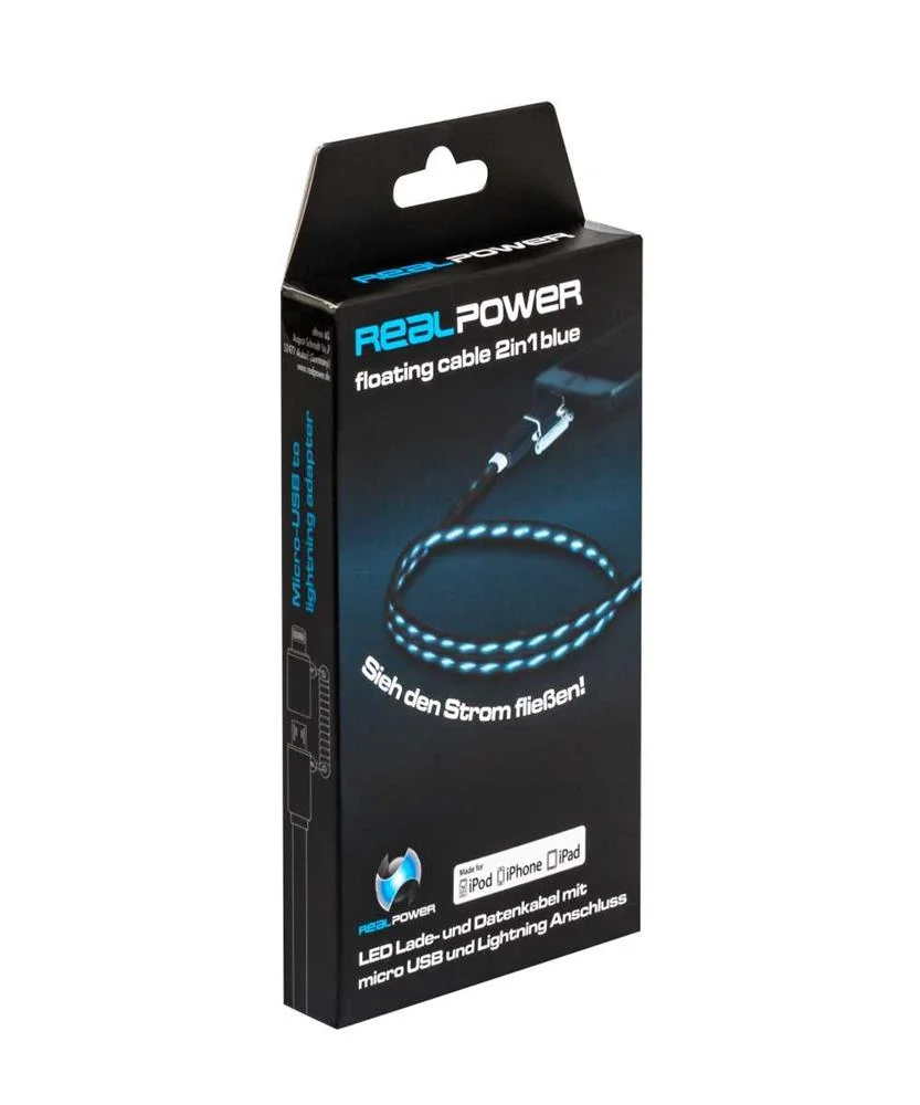 Realpower Datenkabel LED Blau       Micro-Usb Auf Lightning